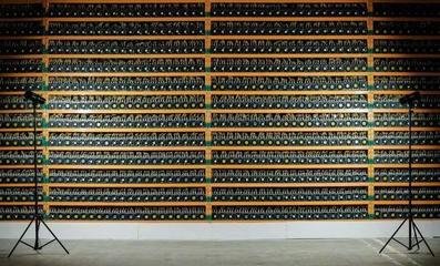 A modern mining farm with Kaspa machines in operation