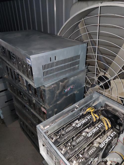 Expansive mining farm with hundreds of mining machines operating efficiently
